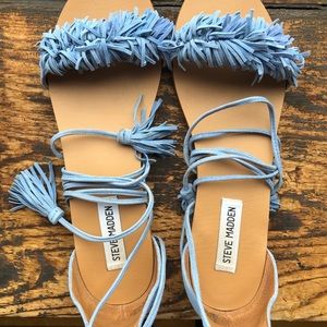 Steve Madden Sweettyy light blue fringe sandals 9